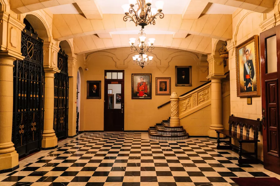 The lobby of Casa España, a historical building and venue in Old San Juan, Puerto Rico