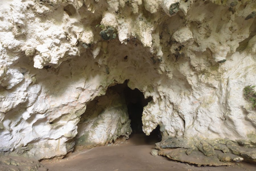 A cave opening full of stalactites in the Las Cabachuelas Natural Reserve in Morovis, Puerto Rico