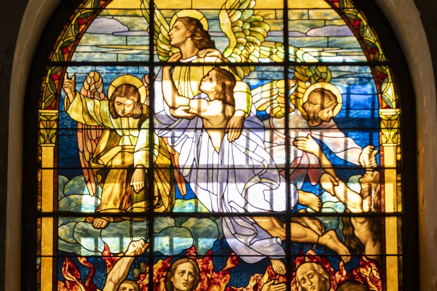 A beautiful stained glass window at the Catedral de San Juan in Old San Juan, Puerto Rico.